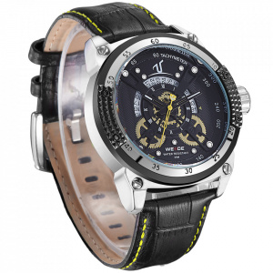 Ceas WEIDE, Quartz, Casual Sport, Galben, Curea Piele, UV1605-4C