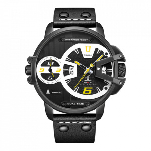 Ceas WEIDE, Quartz, Casual Sport, Galben, Curea Piele, UV1702B-7C