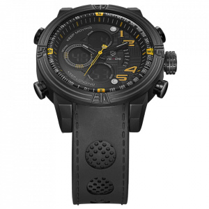 Ceas WEIDE, Quartz, Casual Sport, Galben, Curea Piele, WH5209B-7C