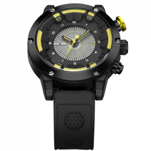 Ceas WEIDE, Quartz, Casual Sport, Galben, Curea Piele, WH6301B-3C
