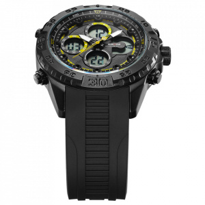 Ceas WEIDE, Quartz, Casual Sport, Galben, Curea Silicon, WH6909B-7C