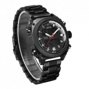 Ceas WEIDE, Quartz, Casual Sport, Negru, Curea Metalica, WH7302B-1C
