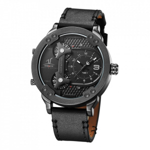 Ceas WEIDE, Quartz, Casual Sport, Negru, Curea Piele, UV1506B-1C
