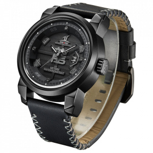 Ceas WEIDE, Quartz, Casual Sport, Negru, Curea Piele, UV1509B-1C