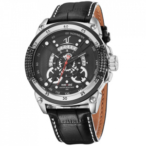 Ceas WEIDE, Quartz, Casual Sport, Negru, Curea Piele, UV1605-1C
