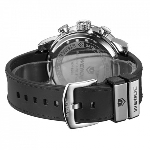 Ceas WEIDE, Quartz, Casual Sport, Negru, Curea Piele, WH5209-3C
