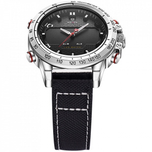 Ceas WEIDE, Quartz, Casual Sport, Negru, Curea Piele, WH6102-3C