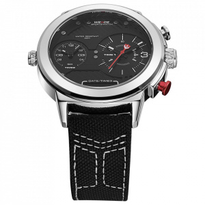 Ceas WEIDE, Quartz, Casual Sport, Negru, Curea Piele, WH6405-1C