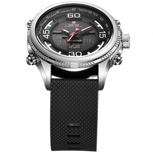 Ceas WEIDE, Quartz, Casual Sport, Negru, Curea Silicon, WH6306-3C
