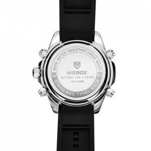 Ceas WEIDE, Quartz, Casual Sport, Negru, Curea Silicon, WH6406-1C