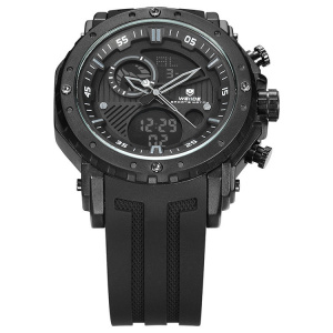 Ceas WEIDE, Quartz, Casual Sport, Negru, Curea Silicon, WH6903-1C