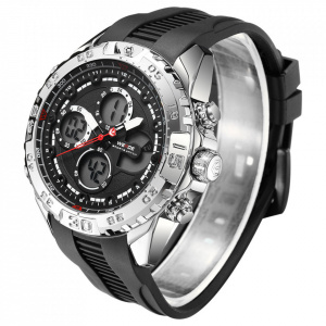 Ceas WEIDE, Quartz, Casual Sport, Negru, Curea Silicon, WH6909-3C