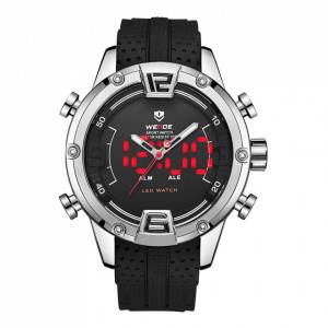 Ceas WEIDE, Quartz, Casual Sport, Negru, Curea Silicon, WH7301-1C