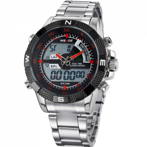 Ceas WEIDE, Quartz, Casual Sport, Rosu, Curea Metalica, WH1104-4C