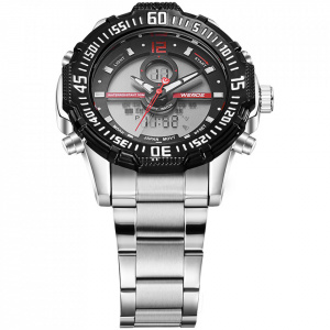 Ceas WEIDE, Quartz, Casual Sport, Rosu, Curea Metalica, WH6105-3C
