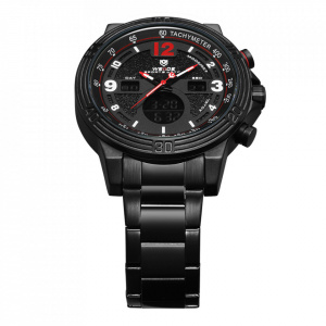 Ceas WEIDE, Quartz, Casual Sport, Rosu, Curea Metalica, WH6908B-2C