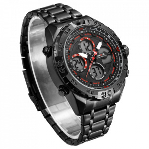Ceas WEIDE, Quartz, Casual Sport, Rosu, Curea Metalica, WH6909B-2C