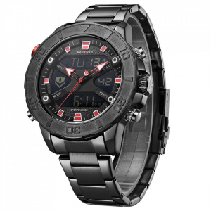 Ceas WEIDE, Quartz, Casual Sport, Rosu, Curea Metalica, WH8503B-2C