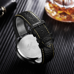 Ceas WEIDE, Quartz, Clasic, Negru, Curea Piele, WD010B-1C