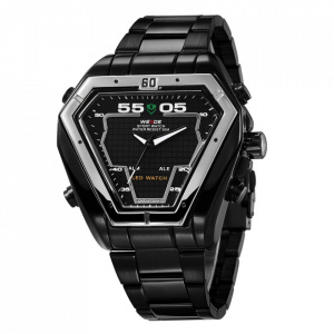 Ceas WEIDE, Quartz, Fashion, Negru, Curea Metalica, WH1102B-1C