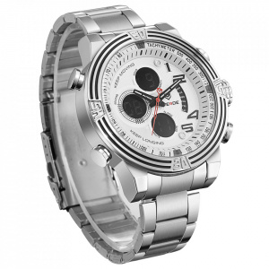 Ceas WEIDE, Quartz, Casual Sport, Alb, Curea Metalica, WH5209-2C