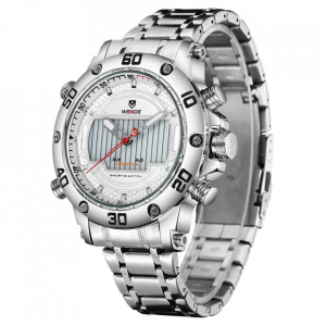 Ceas WEIDE, Quartz, Casual Sport, Alb, Curea Metalica, WH6910-2C