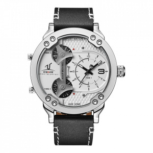 Ceas WEIDE, Quartz, Casual Sport, Alb, Curea Piele, UV1506-2C