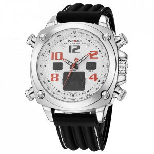 Ceas WEIDE, Quartz, Casual Sport, Alb, Curea Silicon, WH5208-2C