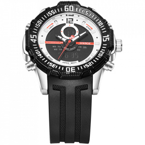 Ceas WEIDE, Quartz, Casual Sport, Alb, Curea Silicon, WH6105-8C
