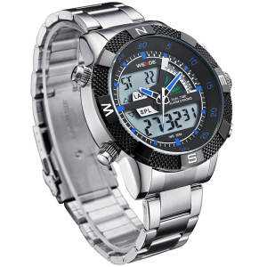 Ceas WEIDE, Quartz, Casual Sport, Albastru, Curea Metalica, WH1104-6C