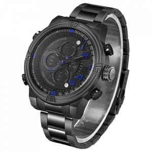 Ceas WEIDE, Quartz, Casual Sport, Albastru, Curea Metalica, WH5209B-4C