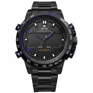 Ceas WEIDE, Quartz, Casual Sport, Albastru, Curea Metalica, WH6102B-4C