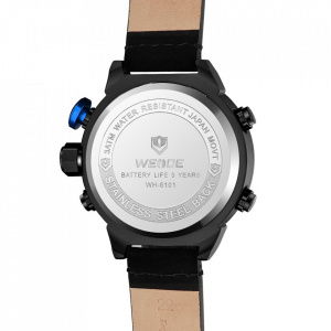 Ceas WEIDE, Quartz, Casual Sport, Albastru, Curea Piele, WH6101B-3C
