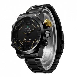 Ceas WEIDE, Quartz, Casual Sport, Galben, Curea Metalica, WH2309B-3C