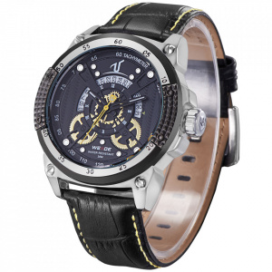 Ceas WEIDE, Quartz, Casual Sport, Galben, Curea Piele, UV1605-4C
