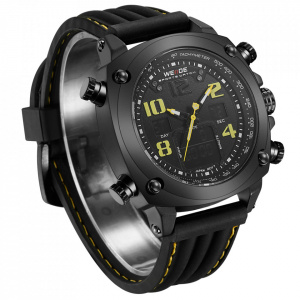 Ceas WEIDE, Quartz, Casual Sport, Galben, Curea Silicon, WH5208B-3C