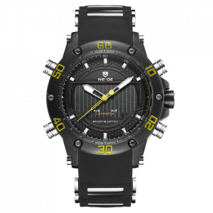 Ceas WEIDE, Quartz, Casual Sport, Galben, Curea Silicon, WH6910B-7C
