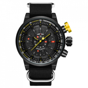 Ceas WEIDE, Quartz, Casual Sport, Galben, Curea TextilWH7306B-3C