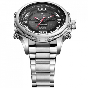 Ceas WEIDE, Quartz, Casual Sport, Negru, Curea Metalica, WH6306-1C