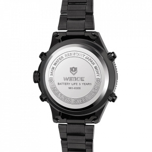 Ceas WEIDE, Quartz, Casual Sport, Negru, Curea Metalica, WH6306B-1C