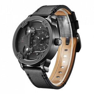 Ceas WEIDE, Quartz, Casual Sport, Negru, Curea Piele, UV1506B-1C