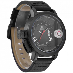 Ceas WEIDE, Quartz, Casual Sport, Negru, Curea Piele, UV1606B-1C