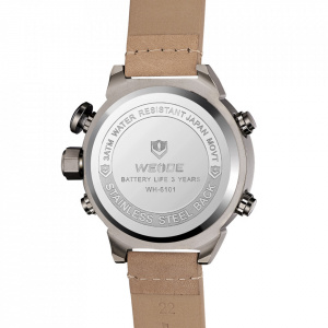 Ceas WEIDE, Quartz, Casual Sport, Negru, Curea Piele, WH6101-4C