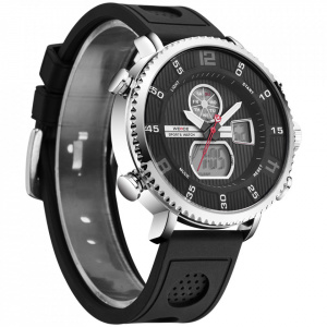 Ceas WEIDE, Quartz, Casual Sport, Negru, Curea Piele, WH6106-1C