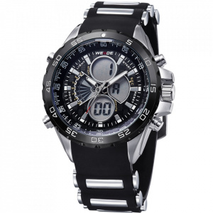 Ceas WEIDE, Quartz, Casual Sport, Negru, Curea Silicon, WH1103-7C