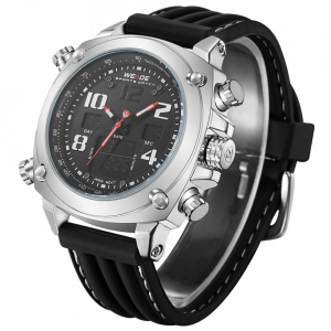 Ceas WEIDE, Quartz, Casual Sport, Negru, Curea Silicon, WH5208-1C