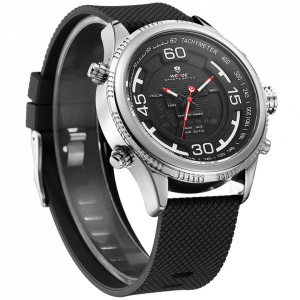 Ceas WEIDE, Quartz, Casual Sport, Negru, Curea Silicon, WH6306-3C