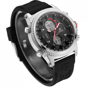 Ceas WEIDE, Quartz, Casual Sport, Negru, Curea Silicon, WH6403-1C
