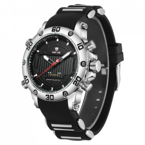 Ceas WEIDE, Quartz, Casual Sport, Negru, Curea Silicon, WH6910-3C