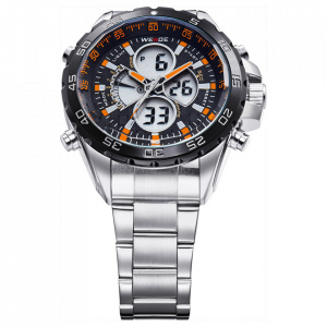 Ceas WEIDE, Quartz, Casual Sport, Orange, Curea Metalica, WH1103-3C